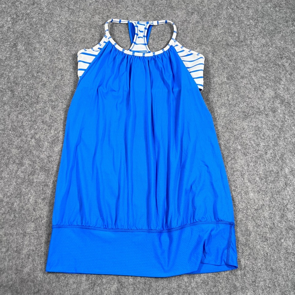 Lululemon Athletica Pipe Dream Blue White Stripe No Limits Tank‎ Women's Size 8